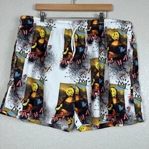 Apoh‎ London Mens Swim Trunks Size 2X Mona Lisa Smiley Face Streetwear